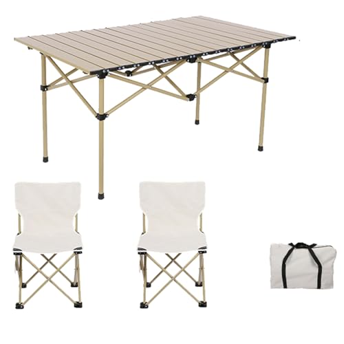 JZWCHQ Campingluft mit Aluminium-Roll-up-Klapptisch, Klapprasenluft tragbarer Camptisch Rasenfaltbar mit Lagerbeuteln für Außenreisen von JZWCHQ