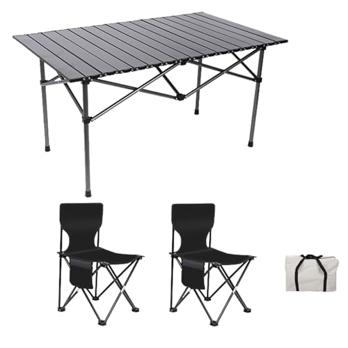 JZWCHQ Campingluft mit Aluminium-Roll-up-Klapptisch, Klapprasenluft tragbarer Camptisch Rasenfaltbar mit Lagerbeuteln für Außenreisen von JZWCHQ