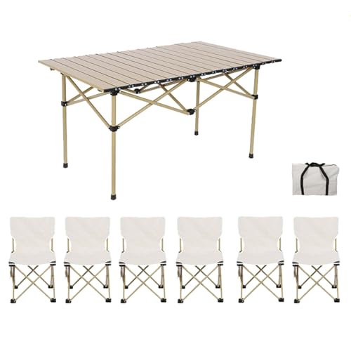 JZWCHQ Campingluft mit Aluminium-Roll-up-Klapptisch, Klapprasenluft tragbarer Camptisch Rasenfaltbar mit Lagerbeuteln für Außenreisen von JZWCHQ