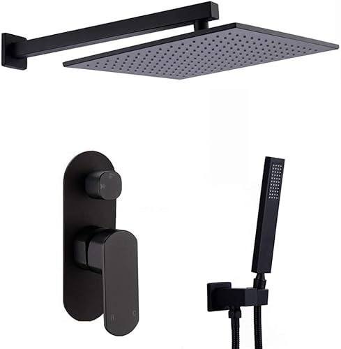 JZWCHQ Duscharmatur-System-Set, Badezimmer-Armaturen, Luxus-Regenmischer, Kombi-Set, Wandmontage, Regenduschkopf, Duschsystem-Set mit Duschkopf und Brauseschlauch, Schwarz, 20,3 cm, interessantes JZWCHQ Duscharmatur-System-Set, Badezimmer-Armaturen, Luxus-Regenmischer, Kombi-Set, Wandmontage, Regenduschkopf, Duschsystem-Set mit Duschkopf und Brauseschlauch, Schwarz, 20,3 cm, interessantes von JZWCHQ