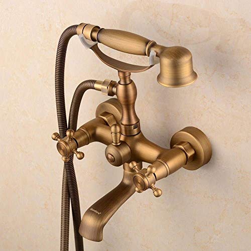 JZWCHQ Haushalt Hotel Antik Messing Wasserhahn Badewanne Wasserhahn Doppelgriff Einzelkreuzsäule Duscharmatur Badewanne mit Dusche Handbrause Duschkopf mit Unterstützung Duschset JZWCHQ Haushalt Hotel Antik Messing Wasserhahn Badewanne Wasserhahn Doppelgriff Einzelkreuzsäule Duscharmatur Badewanne mit Dusche Handbrause Duschkopf mit Unterstützung Duschset von JZWCHQ