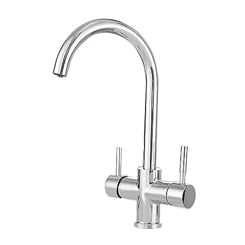 JZWCHQ Herausziehen des Mixers für die Küchenspüle mit Doppelfunktions-Sprühkopf und Wasserfilter, 3-Wege-Küchenarmatur mit schwarzem Gummibrauseschlauch, gebürstetes Nickel-Finish von JZWCHQ