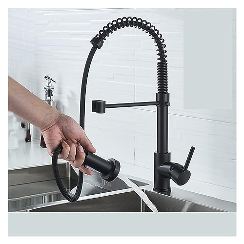 JZWCHQ Kitchen Sort Sort Wasserhahn Spring Cantop Mount Verstopfter Wasserhahn 360° Stream Abfluss Buzzle Küchenspüle Warm- und Kaltwasser-Küchenspüle (Schwarz) von JZWCHQ