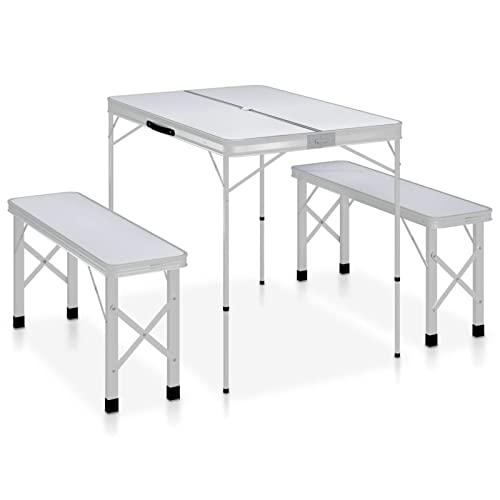 JZWCHQ Klapptisch tragbarer Aluminium -Picknicktisch, Hochleistungsklapptisch mit Traggefühlen für Innenstudien Schreiben von BBQ -Party -Nutzung, Klappcampingtisch mit 2 Benes Aluminium Weiß von JZWCHQ