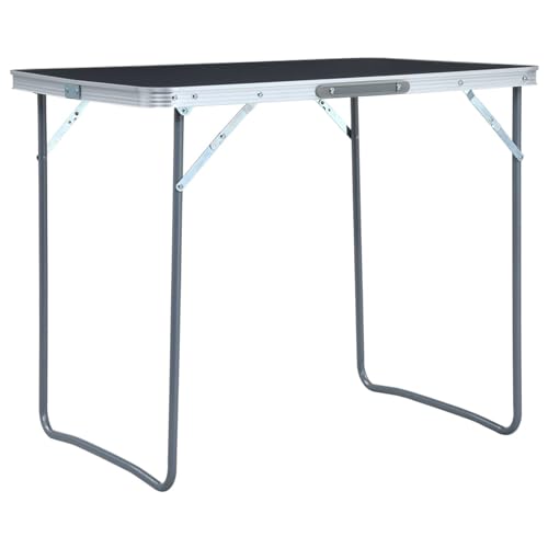 JZWCHQ Klapptisch tragbarer Aluminium -Picknicktisch, Hochleistungsklapptisch mit Traggegräte für Innenstudien Schreiben von BBQ Party -Gebrauch, Faltbarer Camping -Tisch mit Metall E 80x60 cm Grau von JZWCHQ
