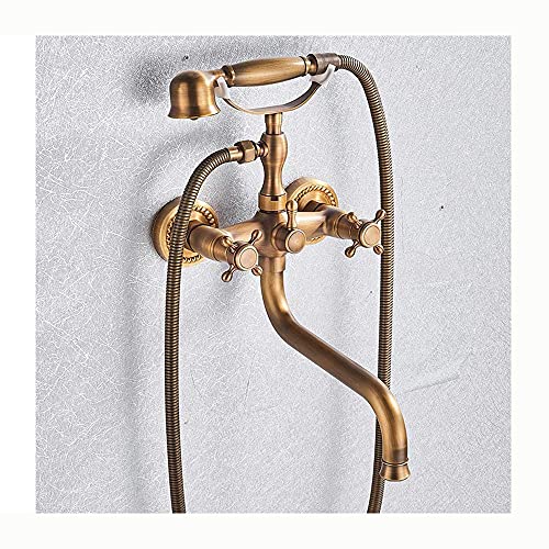 JZWCHQ Klassische Antik Messing Badewanne Wasserhahn Bad und Dusche Armaturen mit Handbrause Schwenkbarer Badewannenauslauf Wandmontage Mischbatterie JZWCHQ Klassische Antik Messing Badewanne Wasserhahn Bad und Dusche Armaturen mit Handbrause Schwenkbarer Badewannenauslauf Wandmontage Mischbatterie von JZWCHQ