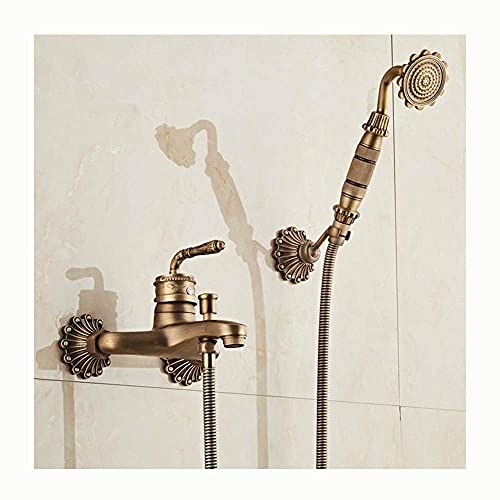 JZWCHQ Klassische Badezimmer Antik Messing Badewanne Wasserhahn Badewanne Dusche Wasserhahn mit Wandmontage Handbrause Vintage Retro Einhand-Badewanne Duscharmaturen mit heißem und kaltem Wasser JZWCHQ Klassische Badezimmer Antik Messing Badewanne Wasserhahn Badewanne Dusche Wasserhahn mit Wandmontage Handbrause Vintage Retro Einhand-Badewanne Duscharmaturen mit heißem und kaltem Wasser von JZWCHQ