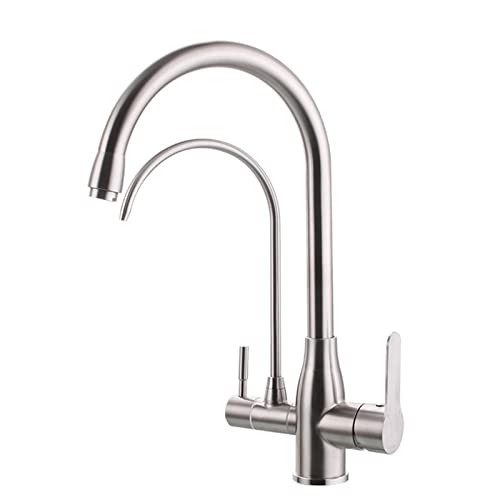 JZWCHQ Küchenarmatur, 3-Wege-Haferflocken, Messing, heißes und kaltes Wasser, gereinigtes Wasser, gerader Trinkhahn von JZWCHQ