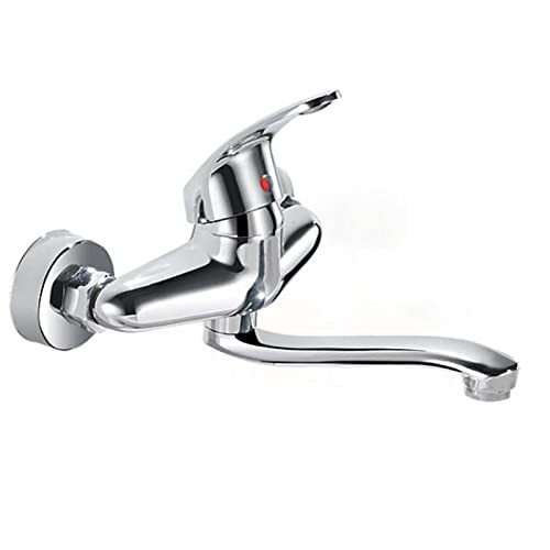 JZWCHQ Küchenarmatur, Wandhalterung, Küchenspüle, Messing, schwenkbar, für heiße und kalte Spüle, Küchenarmatur, Chrom, 25 cm von JZWCHQ