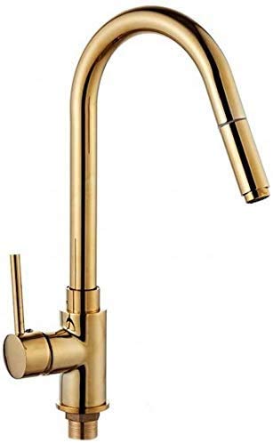 JZWCHQ Küchenarmatur, goldene Küchenspüle, mit herausziehbarem Spülbecken, um 360 ° drehbar, Einhebelmischer JZWCHQ Küchenarmatur, goldene Küchenspüle, mit herausziehbarem Spülbecken, um 360 ° drehbar, Einhebelmischer von JZWCHQ