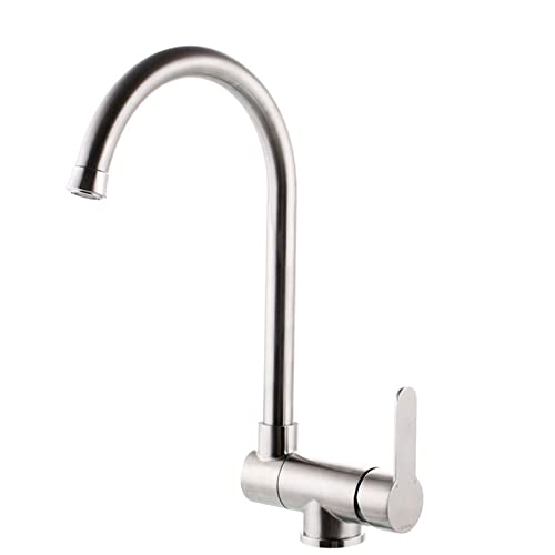 JZWCHQ Küchenarmatur, klappbar, Innenfenster, Küchenspüle, Edelstahl, 360° drehbar, Einzelloch, Gemüsebecken, Wasserhahn, gebürstet, B von JZWCHQ