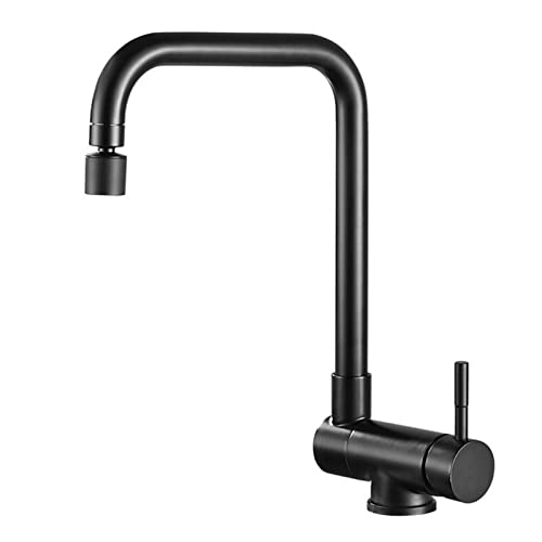 JZWCHQ Küchenarmatur, klappbar, Innenfenster, Küchenspüle, schwarzer Wasserhahn, heißes und kaltes Wasser, schwenkbar, Edelstahl, Küchenspüle, Wasserhahn von JZWCHQ