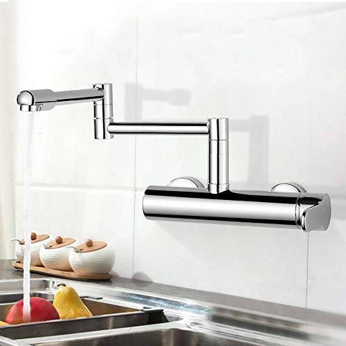 JZWCHQ Küchenarmatur Wandmontierte Küchenarmaturen Faltbare Freie Drehung In Wand Typ Heiß und Kalt Faltbar Spültischarmatur von JZWCHQ