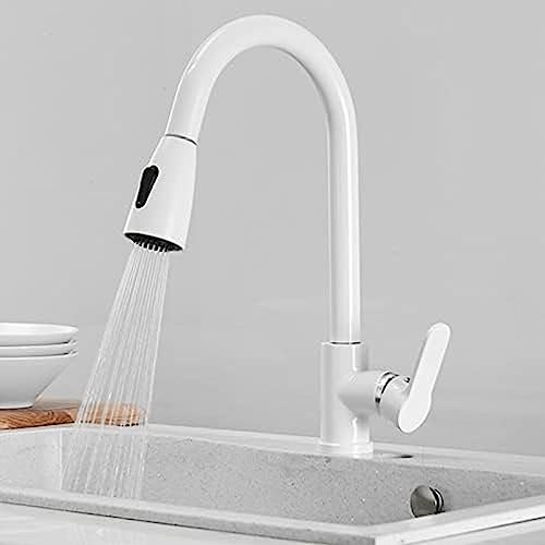 JZWCHQ Küchenarmatur mit herausziehbarem Sprühkopf, weiß, schwenkbar, Teleskop-Multifunktionsspüle, Wasserhahn-B, B JZWCHQ Küchenarmatur mit herausziehbarem Sprühkopf, weiß, schwenkbar, Teleskop-Multifunktionsspüle, Wasserhahn-B, B von JZWCHQ