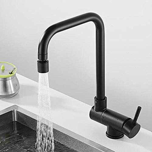 JZWCHQ Küchenarmaturen Innenfenster Küchenspüle Wasserhahn Faltbar Heiß und Kalt Drehbar 304 Edelstahl Küchenspüle Wasserhahn - Schwarz von JZWCHQ
