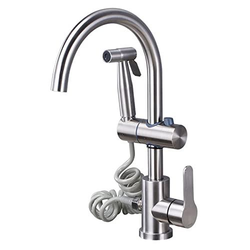 JZWCHQ Küchenarmaturen mit herausziehbarem Sprühhahn, Edelstahl, gebürstet, 360° drehbar, Küchenspüle, Wasserhahn-B JZWCHQ Küchenarmaturen mit herausziehbarem Sprühhahn, Edelstahl, gebürstet, 360° drehbar, Küchenspüle, Wasserhahn-B von JZWCHQ
