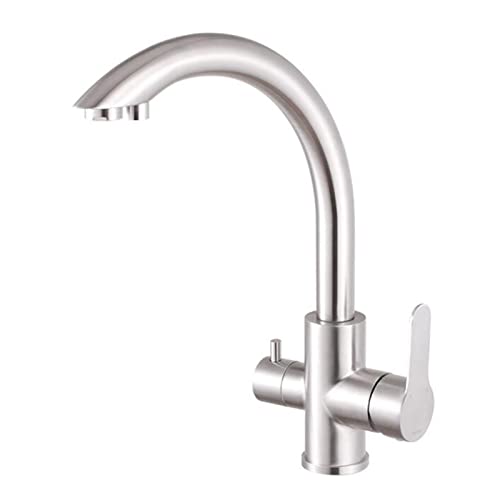 JZWCHQ Küchenspüle, 3-Wege-Edelstahl-Wasserhahn, gebürsteter Wasserhahn, schwenkbar, multifunktional, Spültischarmatur-C von JZWCHQ