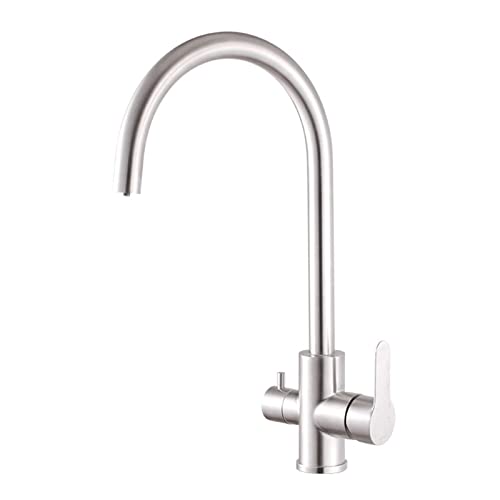 JZWCHQ Küchenspüle, 3-Wege-Edelstahl-Wasserhahn, gebürsteter Wasserhahn, schwenkbar, multifunktional, Spültischarmatur-C von JZWCHQ