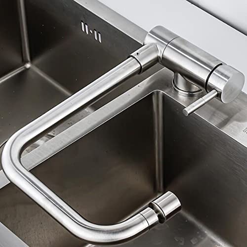 JZWCHQ Küchenspüle, Mischbatterie, klappbar, Innenfenster, Edelstahl, 360° drehbar, für heiße und kalte Dusche, Wasserhahn, Schwarz von JZWCHQ