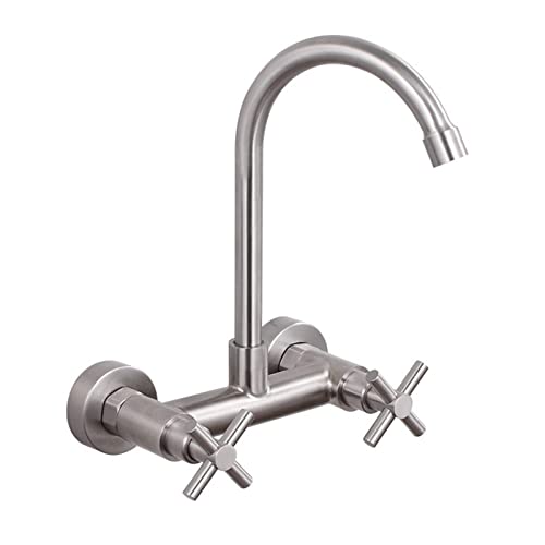 JZWCHQ Küchenspüle Armaturen Wandmontage Edelstahl Gebürstet Küchenarmatur Schwenkbar Warmwasser und Kaltwasser Spüle Wasserhahn von JZWCHQ