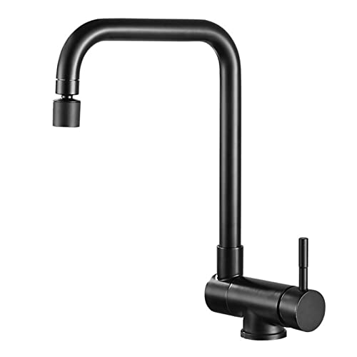 JZWCHQ Küchenspüle Mischbatterie Faltbar Innenfenster Schwarz 360° Drehbar Warmwasser und Kaltwasser Einloch Duschmodus Waschbecken Wasserhahn von JZWCHQ