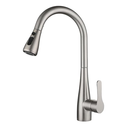 JZWCHQ Küchenspüle Wasserhahn mit herausziehbarer Brause Edelstahl Ausziehbarer Wasserhahn Drehbar Warm- und Kaltwasser Einhebel-Spültischarmatur - Schwarz von JZWCHQ