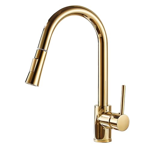 JZWCHQ Küchenspüle Wasserhahn mit herausziehbarer Brause d 360° schwenkbar Messing Warm- und Kaltwasser Küchenspüle Wasserhahn von JZWCHQ