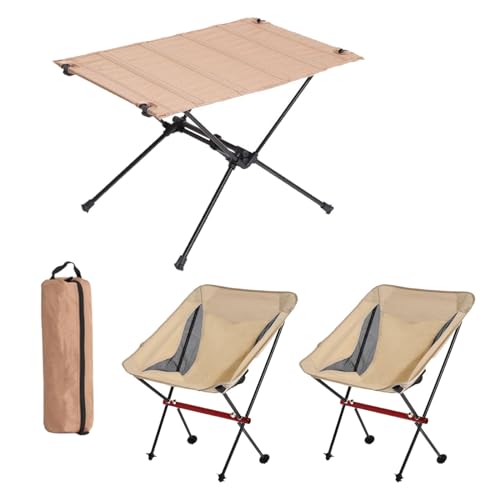 JZWCHQ Leichtgewichtiger Klapptisch und Airs Set von 3, tragbarer Camping -Tisch im Freien im Außenbereich mit Tragetasche, leicht zu tragen, für Picknick -Kochen -Wanderfischen von JZWCHQ
