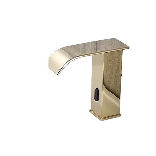 JZWCHQ Luxury Matte Black Sensor Badarmaturen Kaltwasserhahn und heiße Abdeckung für kurze und hohe Spülbecken (Farbe: kurzes Schwarzgold) von JZWCHQ