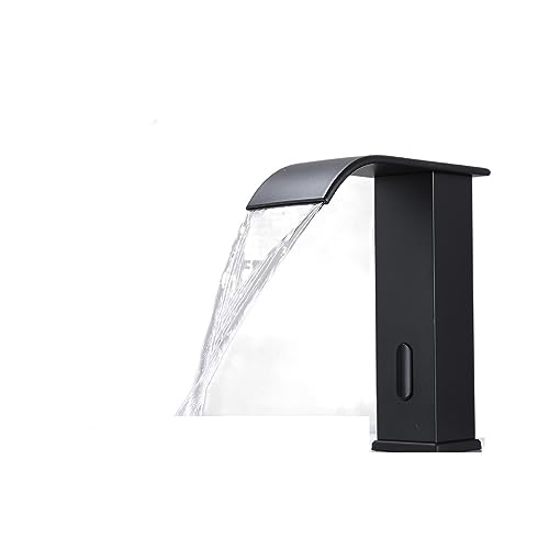 JZWCHQ Luxury Matte Black Sensor Badarmaturen Kaltwasserhahn und heiße Abdeckung für kurze und hohe Spülbecken (Farbe: kurzes Schwarzgold) von JZWCHQ