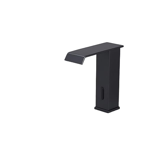 JZWCHQ Luxury Matte Black Sensor Badarmaturen Kaltwasserhahn und heiße Abdeckung für kurze und hohe Spülbecken (Farbe: kurzes Schwarzgold) von JZWCHQ