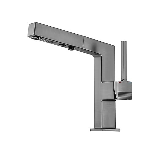 JZWCHQ Moderne Messing Waschbecken Wasserhahn mit Auszug Sprühgerät und Eingriff Heißer und kaltes Wassermischer -Fass für den Waschtisch -Duschmodus inklusive Weiß von JZWCHQ
