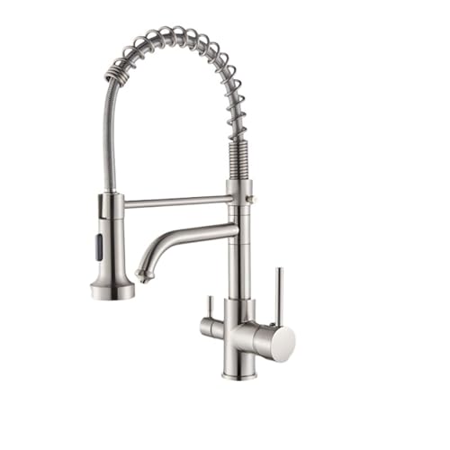 JZWCHQ Nickel Chrom Küchenspüle Wasserhahn Rotation, gereinigt, Kaltmischer mit Doppelgriff Brückenbrücke von JZWCHQ