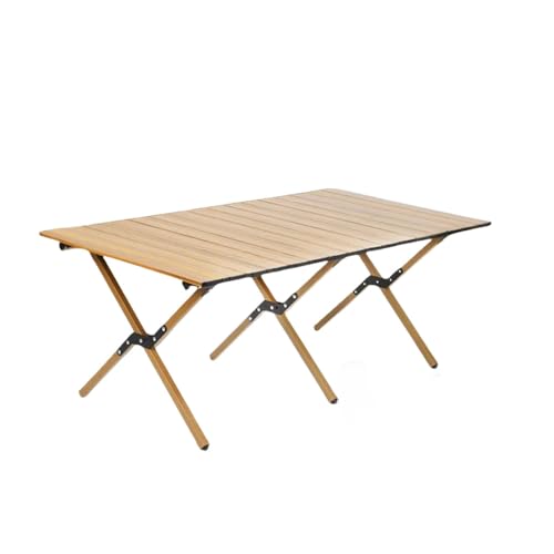 JZWCHQ Outdoor Camping Tisch Klapptisch Holzkörnern Kohlenstoffstahl -Ei Rollen tragbarer Bea Tisch Air Tourist Tafel Camping, 8 m von JZWCHQ