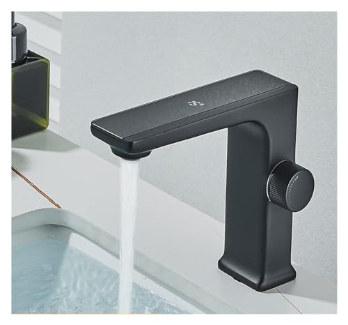 JZWCHQ Smart Bad Basin Digital Display Mischung Heiße und kalte Mischhahnhahn Messing Badezimmer Crane Deck Installation (Farbe: Blanc) von JZWCHQ