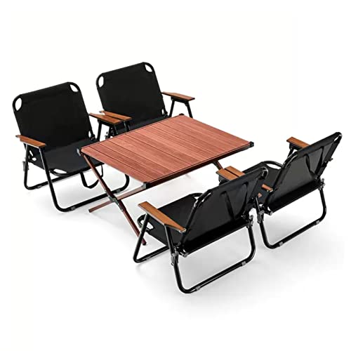 JZWCHQ Terrasse Set von faltbaren Terrassentisch und Luft, Klapptisch im Freien und ausgestrichen, tragbare Camping -Picknicktisch -Set, Bistro -Tisch und Airs von JZWCHQ
