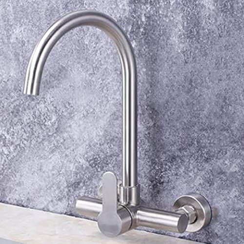 JZWCHQ Wandmontierte Küchenarmatur Edelstahl Warmwasser und Kaltwasser Küchenspüle Wasserhahn Gebürstet B JZWCHQ Wandmontierte Küchenarmatur Edelstahl Warmwasser und Kaltwasser Küchenspüle Wasserhahn Gebürstet B von JZWCHQ