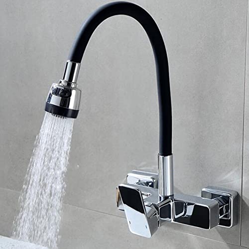 JZWCHQ Wandmontierte Küchenspüle Wasserhahn Messing Zwei Löcher Warm- und Kaltwasser Küchenspüle Wasserhahn von JZWCHQ