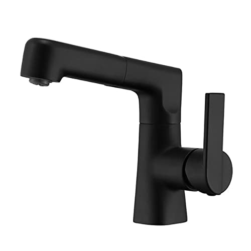 JZWCHQ Waschbeckenarmatur mit herausziehbarem Sprühkopf, Messing, Einloch, Warm- und Kaltwasser, Badezimmer-Wasserhahn, Schwarz JZWCHQ Waschbeckenarmatur mit herausziehbarem Sprühkopf, Messing, Einloch, Warm- und Kaltwasser, Badezimmer-Wasserhahn, Schwarz von JZWCHQ