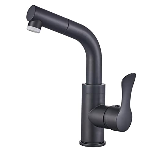 JZWCHQ Waschbeckenarmatur mit herausziehbarem Sprühkopf, drehbar, für heißes und kaltes Wasser, Dual-Modus, Tele, Messing, Waschtischarmatur, Schwarz JZWCHQ Waschbeckenarmatur mit herausziehbarem Sprühkopf, drehbar, für heißes und kaltes Wasser, Dual-Modus, Tele, Messing, Waschtischarmatur, Schwarz von JZWCHQ