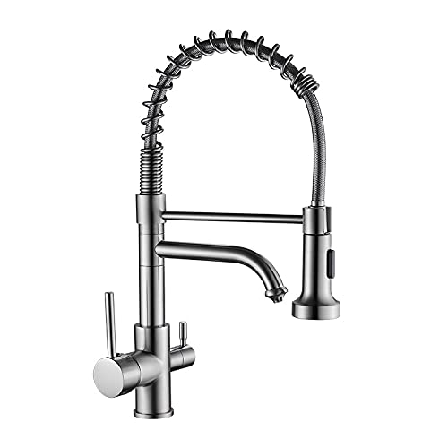 JZWCHQ Waschtischarmatur Küche für Bauernhof Bar Commercial Chrom Spring Tull Down Kitchen Doudal Spouts 360 drehbar Handbrause Schwenkbar von JZWCHQ