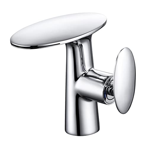 JZWCHQ Weiße Messingbecken Wasserhähnen Badezimmer Wasserfall Handle Einer Wasserhahn kalt und heißes Wassergefäß -Waschbeckenmixer Tap Crane (Farbe: Argento, Größe: Wie das Bild zeigt) Schönheit von JZWCHQ