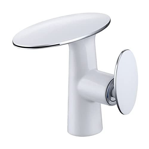 JZWCHQ Weiße Messingbecken Wasserhähnen Badezimmer Wasserfall Handle Einer Wasserhahn kalt und heißes Wassergefäß -Waschbeckenmixer Tap Crane (Farbe: Argento, Größe: Wie das Bild zeigt) Schönheit von JZWCHQ