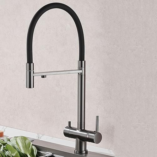 Küchenspüle Wasserhähne 3 Wege Schwenk 3 in 1 Messing 2 Griffe 3 Wege Wasserhahn-Schwarz-Schönheit kommt Küchenspüle Wasserhähne 3 Wege Schwenk 3 in 1 Messing 2 Griffe 3 Wege Wasserhahn-Schwarz-Schönheit kommt von JZWCHQ
