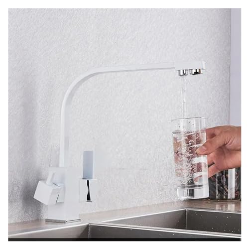 Wasserhahn, quadratische Küchenarmatur 360 Grad Rotation Wasserfilter Leitungswasser Wasserhähne Festes Messing Spüle Leitungswassermixer (B) von JZWCHQ
