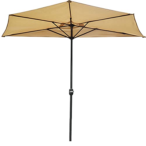 JZWJH Terrassenschirm 3m Halber Sonnenschirm, Halbrunder Regenschirm, Kurbelschirm,Pavillon,ohne Sockel von JZWJH