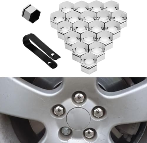 JZWJNFYY 20 Stück Auto radschraubenkappen, für Opel Cascada 2010-2014 Auto Rad Mutter Nabenschraube Schutz Diebstahlschutz-Abdeckkappe,mit Entfernung Werkzeug,Silver-19mm von JZWJNFYY