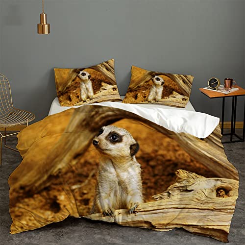 JZZFBW 135x200cm Weißes Erdmännchen 110gsm Mikrofaser BettwäSche-Sets Mit ReißVerschluss Und 1 Mal 80x80cm Kissenbezug, Bettbezug Geeignet FüR Erwachsene Kinder JZZFBW 135x200cm Weißes Erdmännchen 110gsm Mikrofaser BettwäSche-Sets Mit ReißVerschluss Und 1 Mal 80x80cm Kissenbezug, Bettbezug Geeignet FüR Erwachsene Kinder von JZZFBW