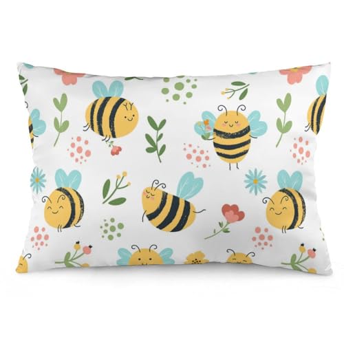 JZemdybill Kissenbezug, Biene, Blume, rechteckig, Plüsch-Kissenbezug für Couch, Schlafzimmer von JZemdybill