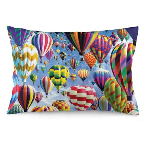 JZemdybill Kissenbezug, Heißluftballon-Himmel, rechteckiger Plüsch-Kissenbezug für Couch, Schlafzimmer von JZemdybill